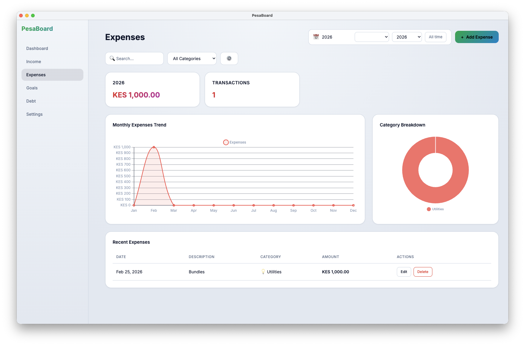 PesaBoard desktop app — view 3